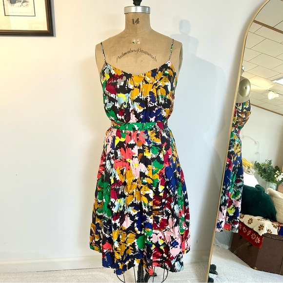 J. Crew Dresses & Skirts - J Crew Women’s Colorful Abstract Silk Midi Dress Sz 4